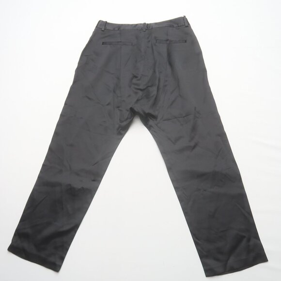 Nili Lotan Silk Satin Paris Pants Size 4 Black Drop Crotch Trousers - Picture 5 of 13